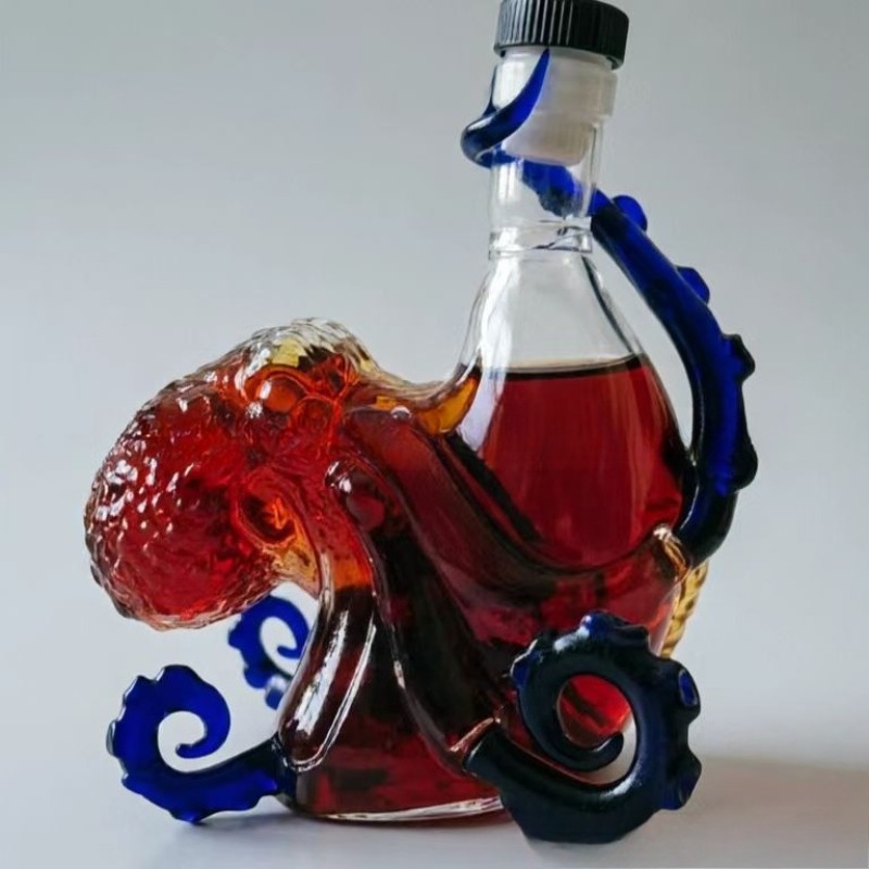 Vintage Collectible Glassware - Decantador de Whisky, Pulpo Monstruo Marino,