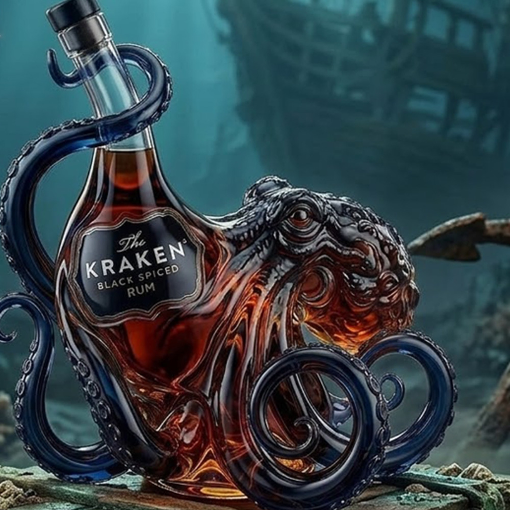 Vintage Collectible Glassware - Decantador de Whisky Kraken Octopus, Decoración