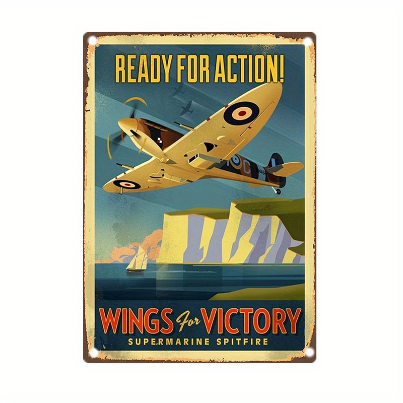 Vintage Collectible Plates - Letrero metálico vintage Supermarine Spitfire, arte